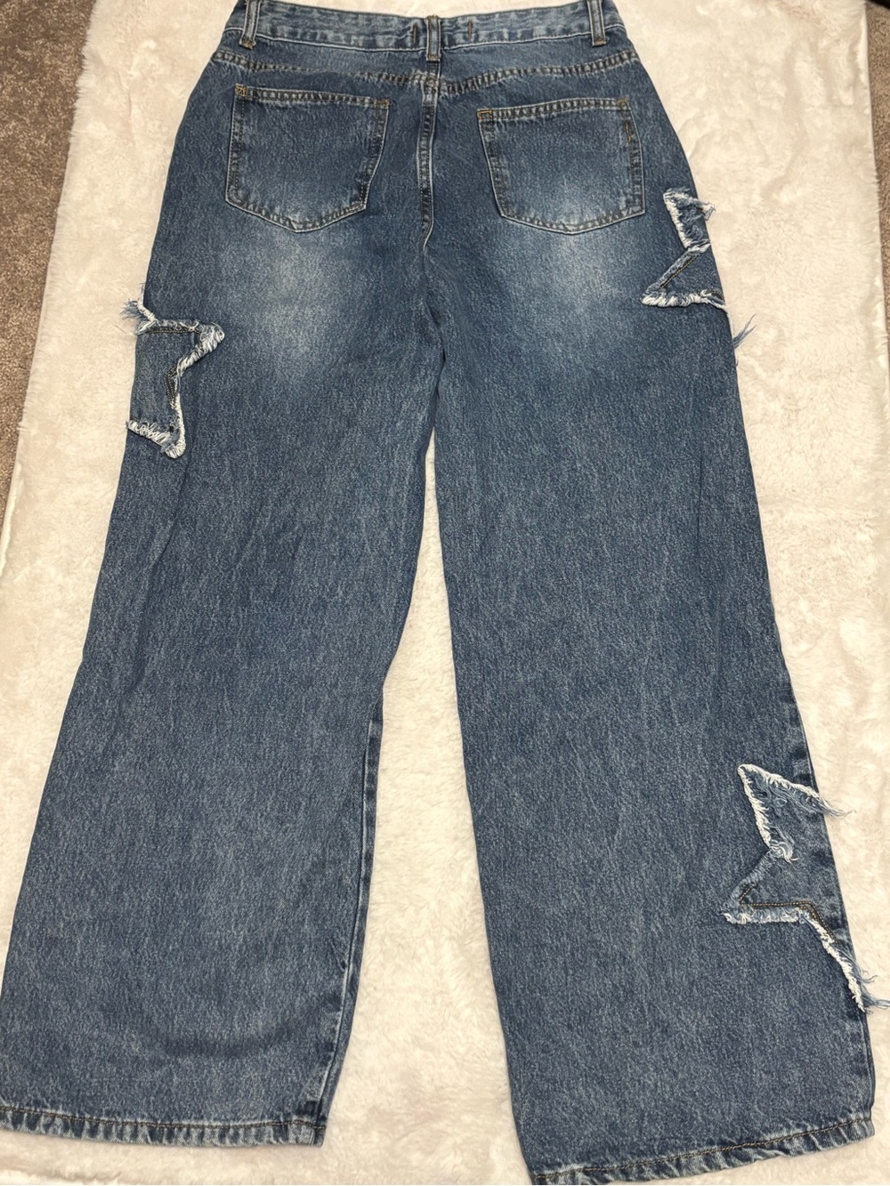Disclosure Star Patch Wide Leg Jeans - Blue - Picture 5 of 6